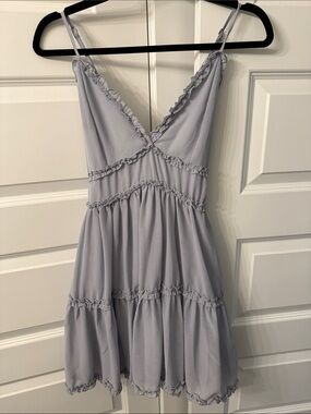 She + Sky Lavender Ruffle Tiered Spaghetti Strap Mini Dress